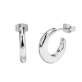 Orecchini a cerchio a C in argento lucido con chiusura a farfalla stile minimalista - Oro 18K / Argento