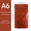 A6 Notizbuch aus braunem PU-Leder mit 'To my Friend' Prägung und Bindeseil-Verschluss - An meinen Freund / Braun