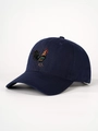 Detailed embroidery of a colorful rooster on a navy blue cotton twill baseball cap - Navy Blue