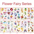 Detailed set of 10 waterproof cartoon flower fairy tattoo stickers for children - Flower Fairy Series