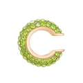 Elegant C-shaped ear cuff in rose gold finish with pave-set light green zircon stones - Outer Diameter 1.6cm / KC Gold - Green (2633)