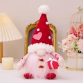 Knitted faceless Christmas gnome doll with red polka dot hat and pink beard decoration - Pink Pom Pom Lighted [F Male] (Battery Not Included)