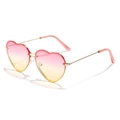 Lunettes de soleil cœur sans monture avec verres dégradés rose jaune et branches métalliques - Monture Dorée Verres Dégradés Rose Jaune