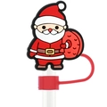 Reusable Santa Claus silicone straw cover cap for 10mm straws in red and white - 06-Santa Claus