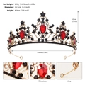 Corona da sposa vintage in bronzo con strass rossi e neri per uno stile di lusso - Oro Antico / Strass Rosso e Nero