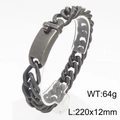 Matte dark grey stainless steel cuban chain bracelet for men with rectangular clasp - 12mm Matte Black (KB71833-BD)