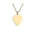 Polished gold guitar pick pendant necklace made of stainless steel on white background - Guitar Pick Shape / Gold