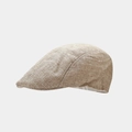 Close-up of khaki linen ivy cap showing breathable textured fabric and fine weave detail - One Size / Khaki