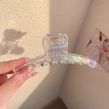 Iridescent transparent large claw clip for thick hair, stylish aesthetic hair accessory - Iridescent Bar