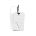 Polished silver stainless steel V-letter pendant with a minimalist rectangular charm design - Steel V / Corroded Lettering 10*6*1.5mm