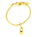 Elegante bracciale a catena serpente dorata con ciondolo a bambola principessa con gemme - Giallo