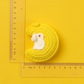 Handmade crochet yellow crescent moon pendant with white rabbit and ruler scale - Yellow Moon Rabbit Doll