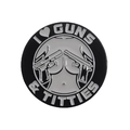 Creative round I Love Guns And Titties letter badge with black and white enamel finish - Silver Gray Letter Style (QHXZ1772)