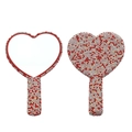 Mini heart-shaped mirror set with sparkling red and white rhinestones on white background - Brick Red Heart Shape 110*165mm