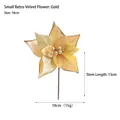 Small vintage gold velvet artificial Christmas flower with 18cm stem size details - Small Gold (18cm)