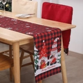 Runner da tavola natalizio a quadri rossi e neri con gnomi e scritta Merry Christmas - Rudolf a Quadri Neri e Rossi / Quadri Rossi e Neri
