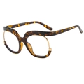 Y2K owl-style oversized tortoiseshell frames with gold metal accents for women - Tortoise