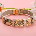 Two-tone mesh belt bracelet with colorful DIY charms and adjustable pin buckle strap - Silver Gold Two-tone-Rainbow Cloud