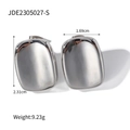 Pendientes de aro rectangulares de acero inoxidable plateado de estilo francés - Plateado (JDE2305027-S)