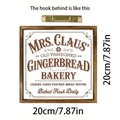 Detail view of vintage wooden gingerbread bakery sign with dimensions and hook display - Gingerbread Bakery