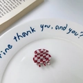 Mini red and white checkerboard hair claw clip for women in a stylish acetate finish - Hollow Red Checkered
