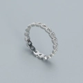 Minimalist 925 sterling silver ring with continuous hollow heart design in silver finish - US 6 / White Gold