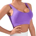 Canotta yoga viola senza cuciture a costine con spalline larghe e scollo a U per fitness - S / Viola