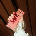 Vollflächige korallenrosa Nagellack-Sticker mit 22 Klebestreifen auf transparenter Basis - SS058-Koralle Einfarbig