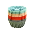Set of 8 colorful silicone bundt cake molds for DIY baking in various vibrant shades - Set of 12
