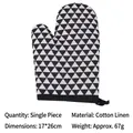 Thickened black and white geometric cotton linen oven mitt for kitchen heat protection - Single Glove / Black and White Triangle