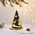 Black Christmas lantern with elk and forest cutout, 15cm height, battery operated - Black (Conical Tree-Small)