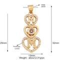 Goldener Mom Herzanhänger mit weißen Zirkonia und braunem Mittelstein für DIY Schmuck - Weiß L255398-Gold MOM Kette