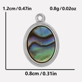 Pendentif ovale en acier inoxydable 304 avec incrustation d'abalone, 1,2 cm x 0,8 cm - Pendentif ovale en nacre d'abalone argentée