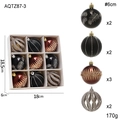 Set di 9 palline di Natale da 6 cm in nero e bronzo in scatola da esposizione - Stile C Set di Palline di Natale (9 Pezzi/Confezione)