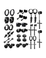 12 pairs of black stainless steel earrings set including cross and feather pendants - Black Feather Taper Ball Combination (36020)