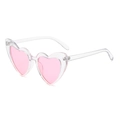 Pink heart-shaped sunglasses with a transparent frame and stylish tinted lenses - Transparent Frame Pink Lens