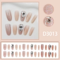 Unghie finte a mandorla francese sfumate rosa con glitter argento e strass eleganti - Stile Sfumato Rosa Nude Francese (D3013)
