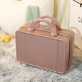Mini 14-inch rose gold hard shell makeup case with dual handles on a plush rug - 14" / Rose Gold