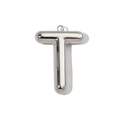 Detailed view of mirror-polished silver stainless steel letter T pendant accessory - Letter T / Mirror Silver