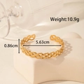 Gold plated stainless steel open bangle featuring a unique hollow woven pattern design - Retro Woven Texture