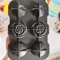 Black silicone ice cube tray featuring 6 cavities for diamond, rose, and sphere shapes - Diamond Rose Sphere Combination Black