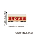 Makroansicht des goldenen Evil Eye Anhängers mit LOVE-Text und genauen Maßen - Stil H (LOVE-Rot Weiß Auge)