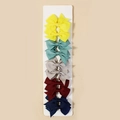 Pack of 10 handmade grosgrain ribbon bow clips in yellow, teal, grey, wine and navy - Style 4