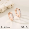 Pendientes de aro en acero oro rosa con cristales blancos, medida 13x2mm, peso 1,6g - Oro Rosa con Circonia