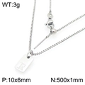 Silver square letter R pendant necklace with box chain and adjustable ball clasp - Silver Letter R Style (KN293684-Z)
