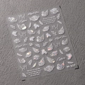Aurora white ultra-thin self-adhesive nail stickers M-327 with swan and rose designs - M-327 Aurora White Swan Rose(M-327)