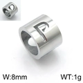 Perle pendentif lettre P en acier inoxydable avec motif cœur évidé en argent - Lettre P (KLJ1311-Z)
