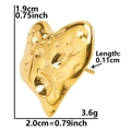 Detail showing 18K gold heart earring dimensions 1.9x2.0cm with irregular lava texture - Lava Crater Heart / Gold