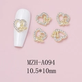 Detail of heart-shaped nail charm with butterfly inlay and size dimensions 10.5x10mm - Gold Heart Built-in Butterfly Style (A094)