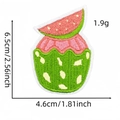 Detailed view of cartoon watermelon embroidery patch with 6.5cm x 4.6cm size dimensions - Watermelon Patch 5#